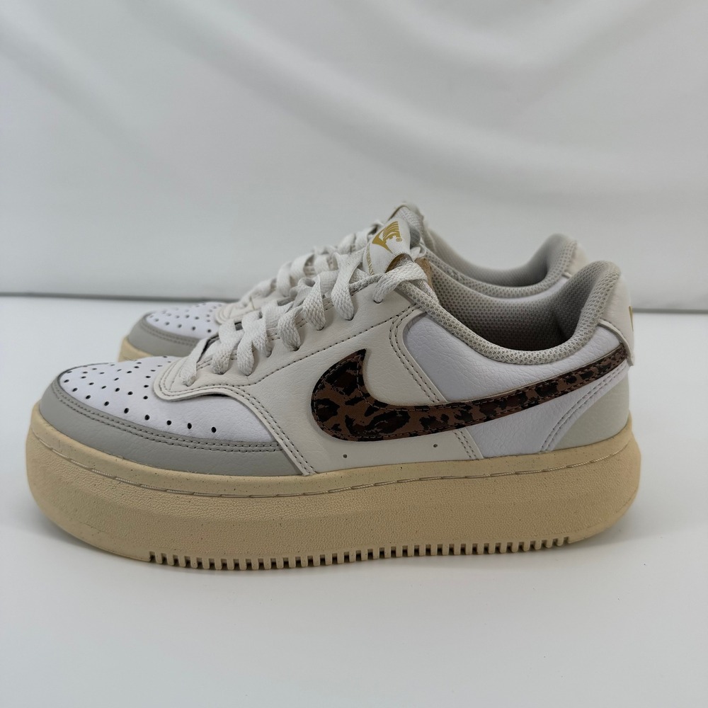 Nike Court Vision Alta Womens Sail Leopard Print Platform Sneakers DO2791-100 9